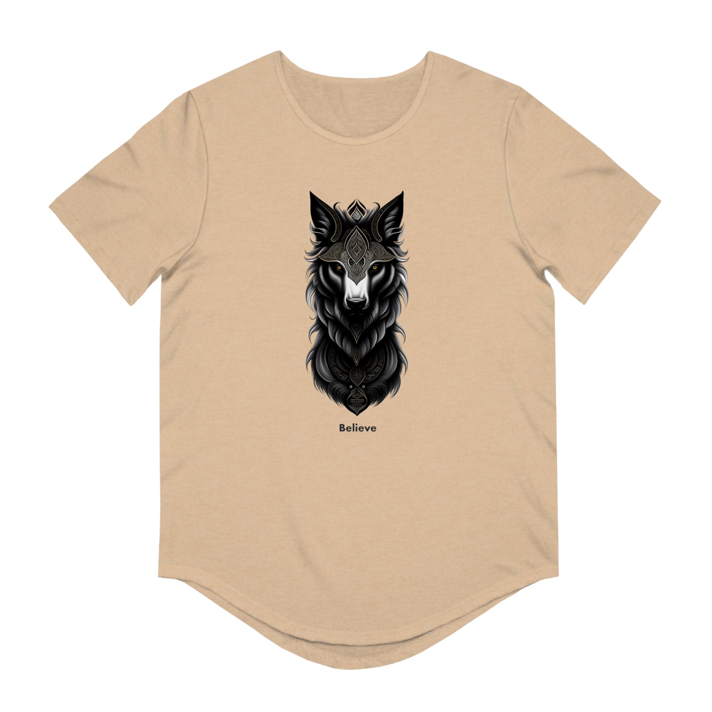 Embrace the Wild: Men's 'Believe' Jersey Curved Hem Tee