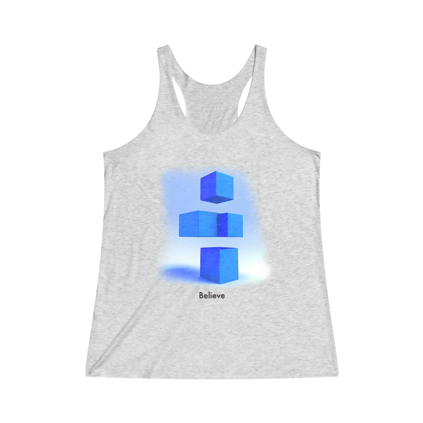 Boundless Belief: Minimalistic 3D Blocks Women's Racerback Tank