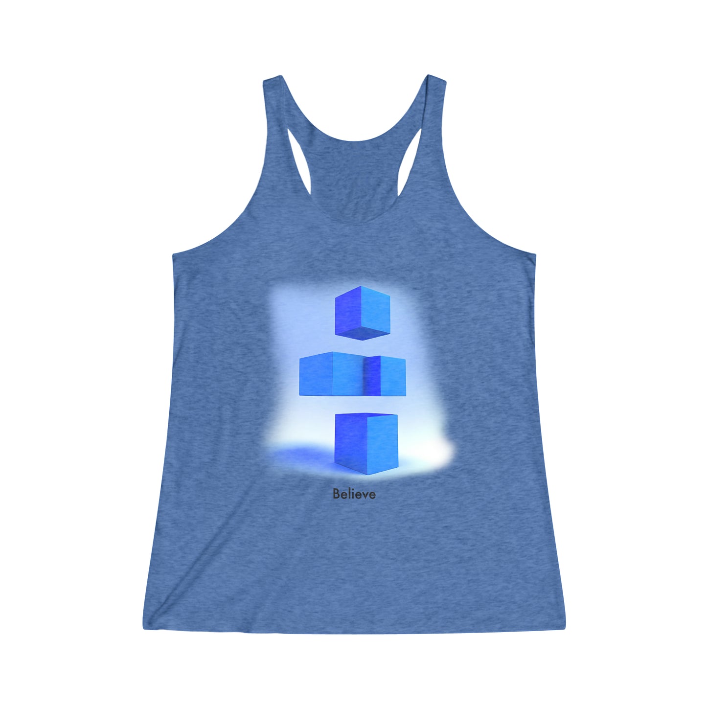 Boundless Belief: Minimalistic 3D Blocks Women's Racerback Tank