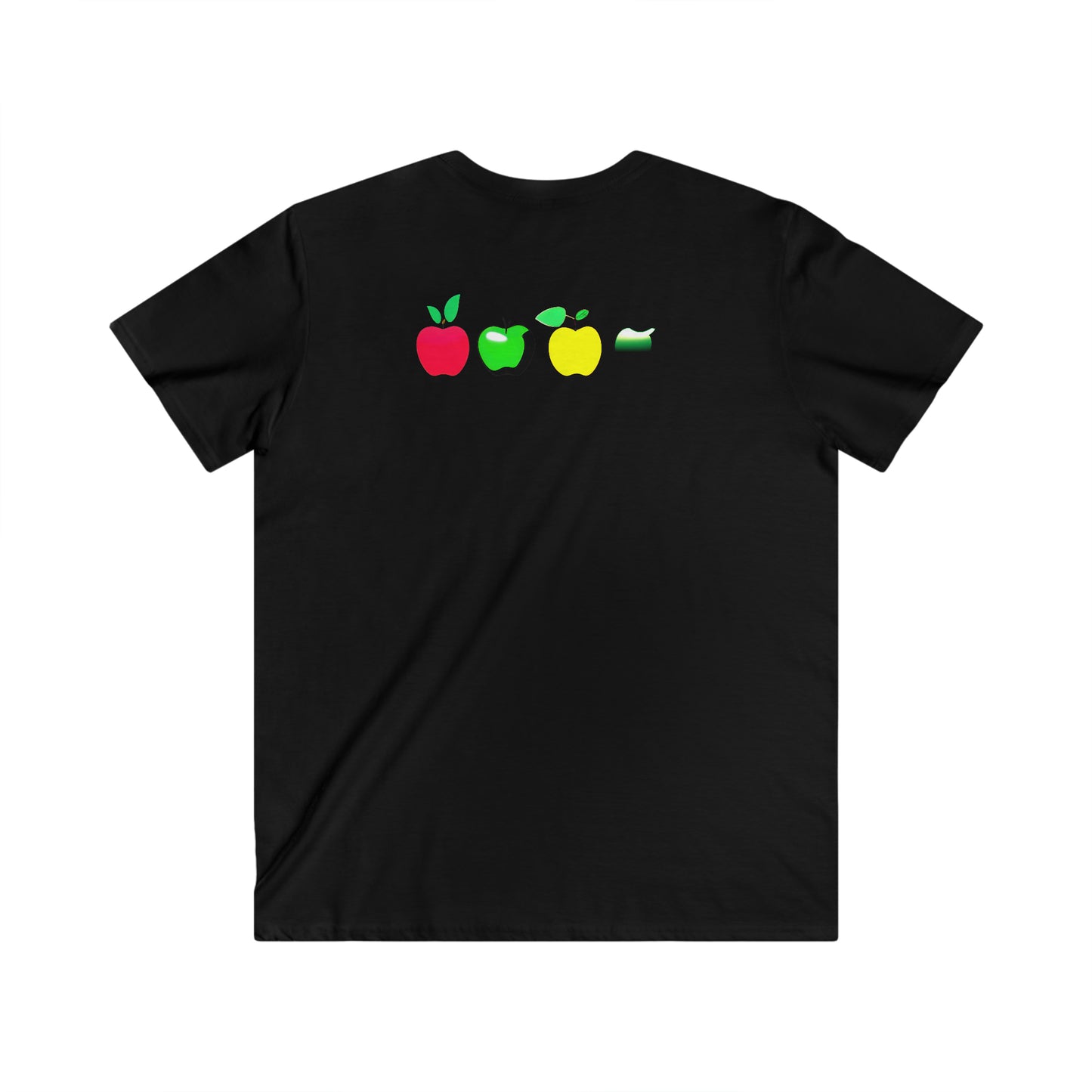 Men's Fitted V-Neck Tee - Inspire Collection: Metallic Apple Elegance