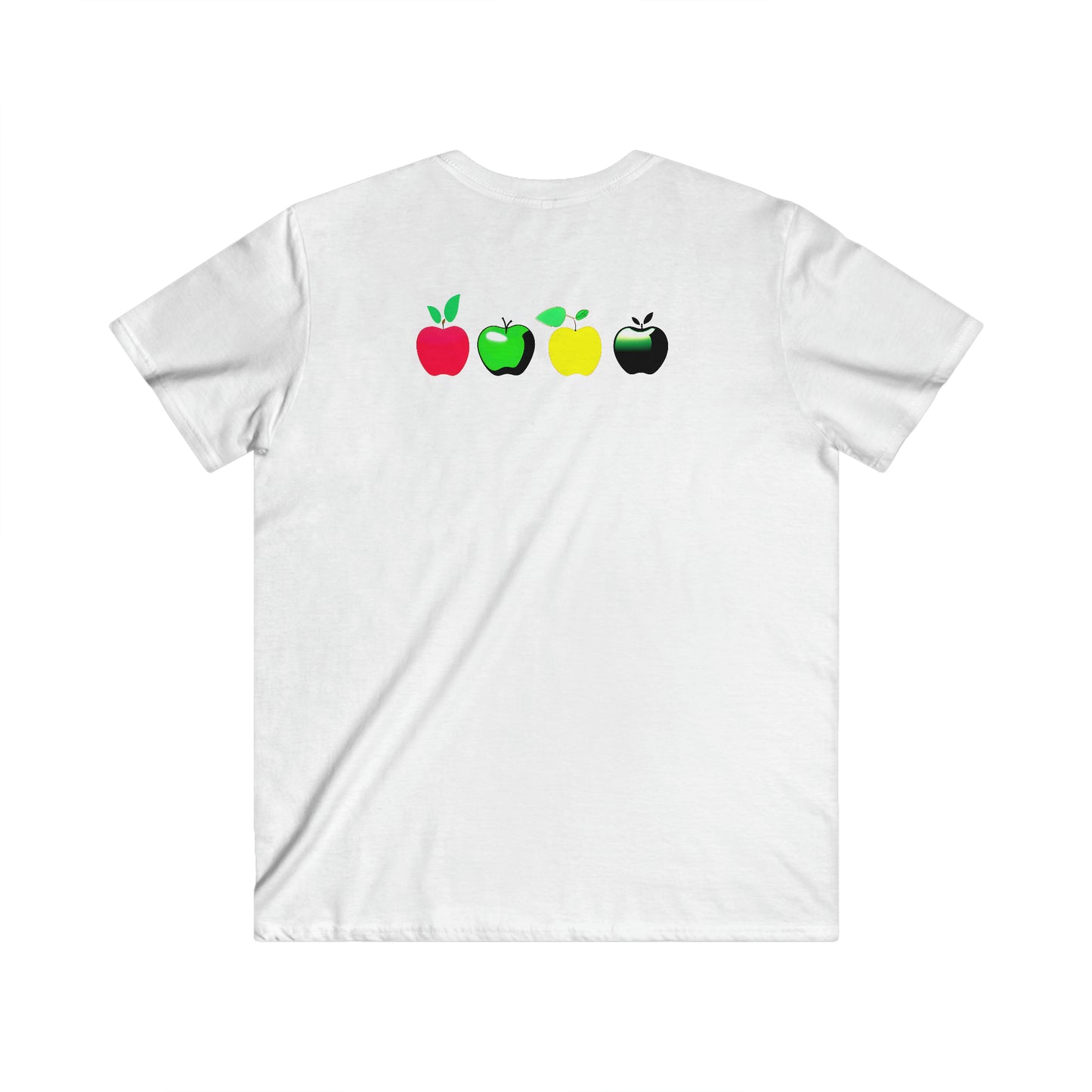 Men's Fitted V-Neck Tee - Inspire Collection: Metallic Apple Elegance