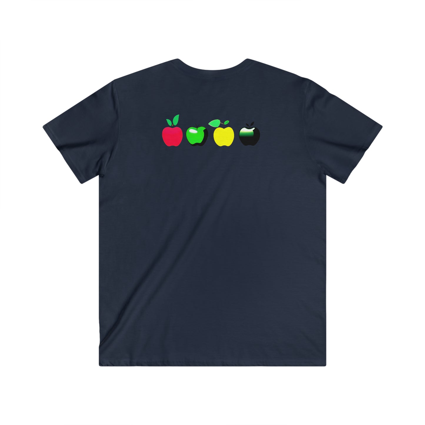 Men's Fitted V-Neck Tee - Inspire Collection: Metallic Apple Elegance
