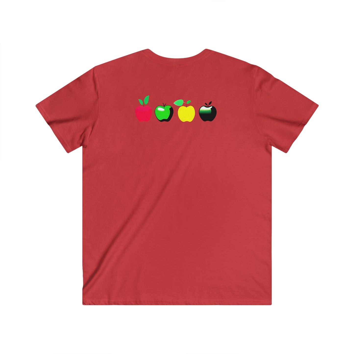 Men's Fitted V-Neck Tee - Inspire Collection: Metallic Apple Elegance
