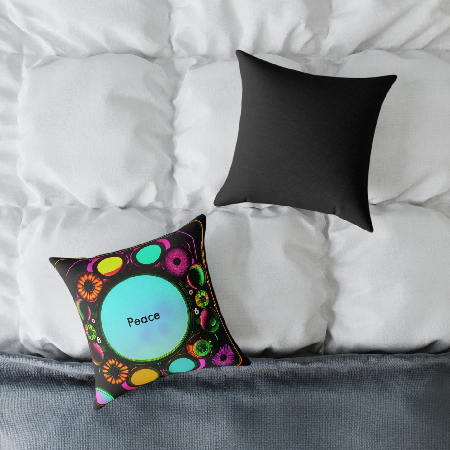 Flower Power: Psychedelic Peace Throw Pillow