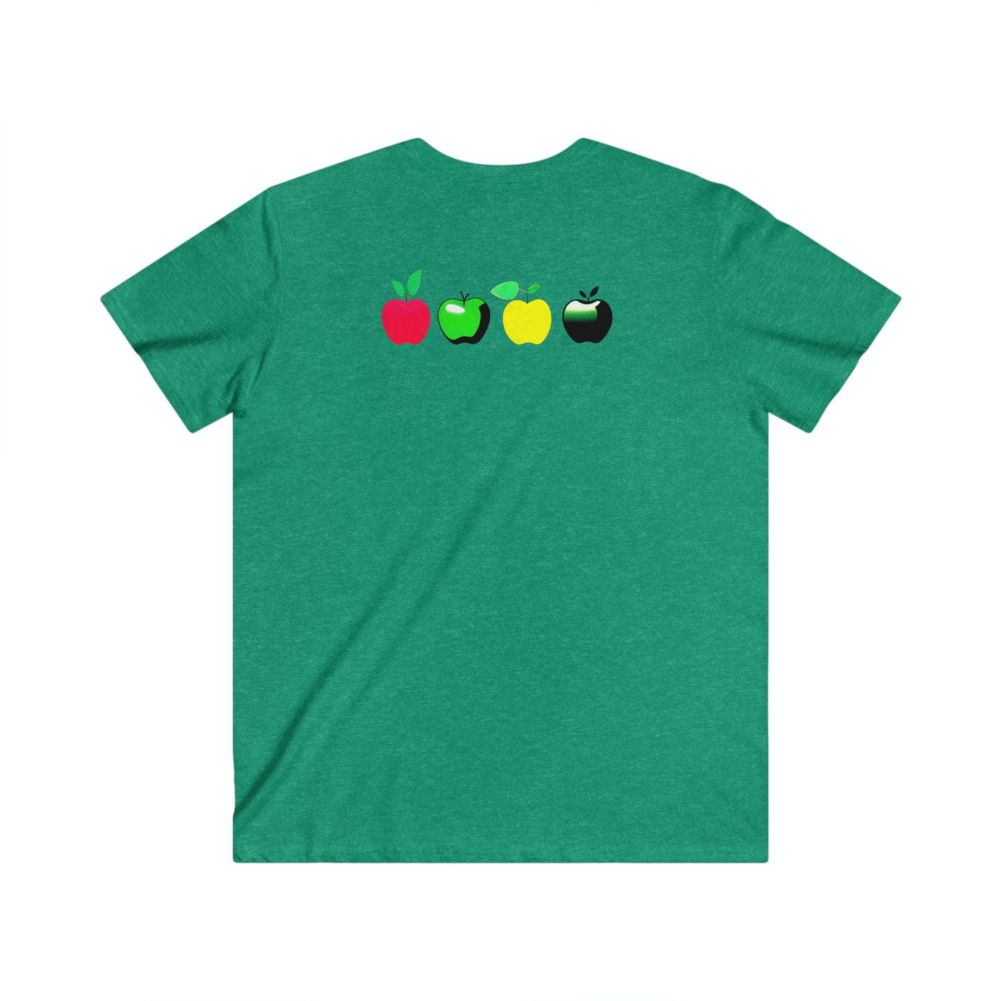 Men's Fitted V-Neck Tee - Inspire Collection: Metallic Apple Elegance