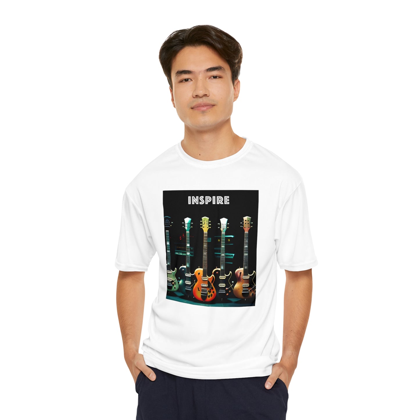Amplify Your Inspiration: Men's Performance Guitar Tee