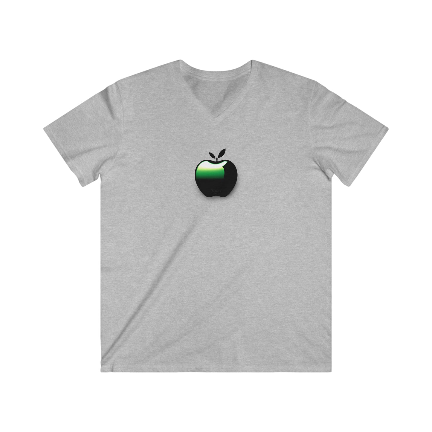 Men's Fitted V-Neck Tee - Inspire Collection: Metallic Apple Elegance