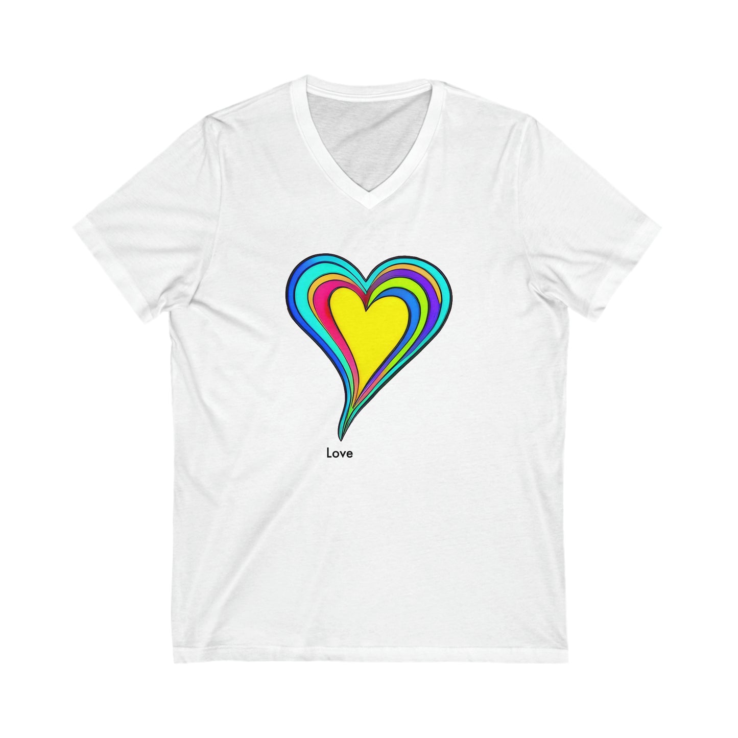 AI-Designed Psychedelic Love: Unisex V-Neck Tee