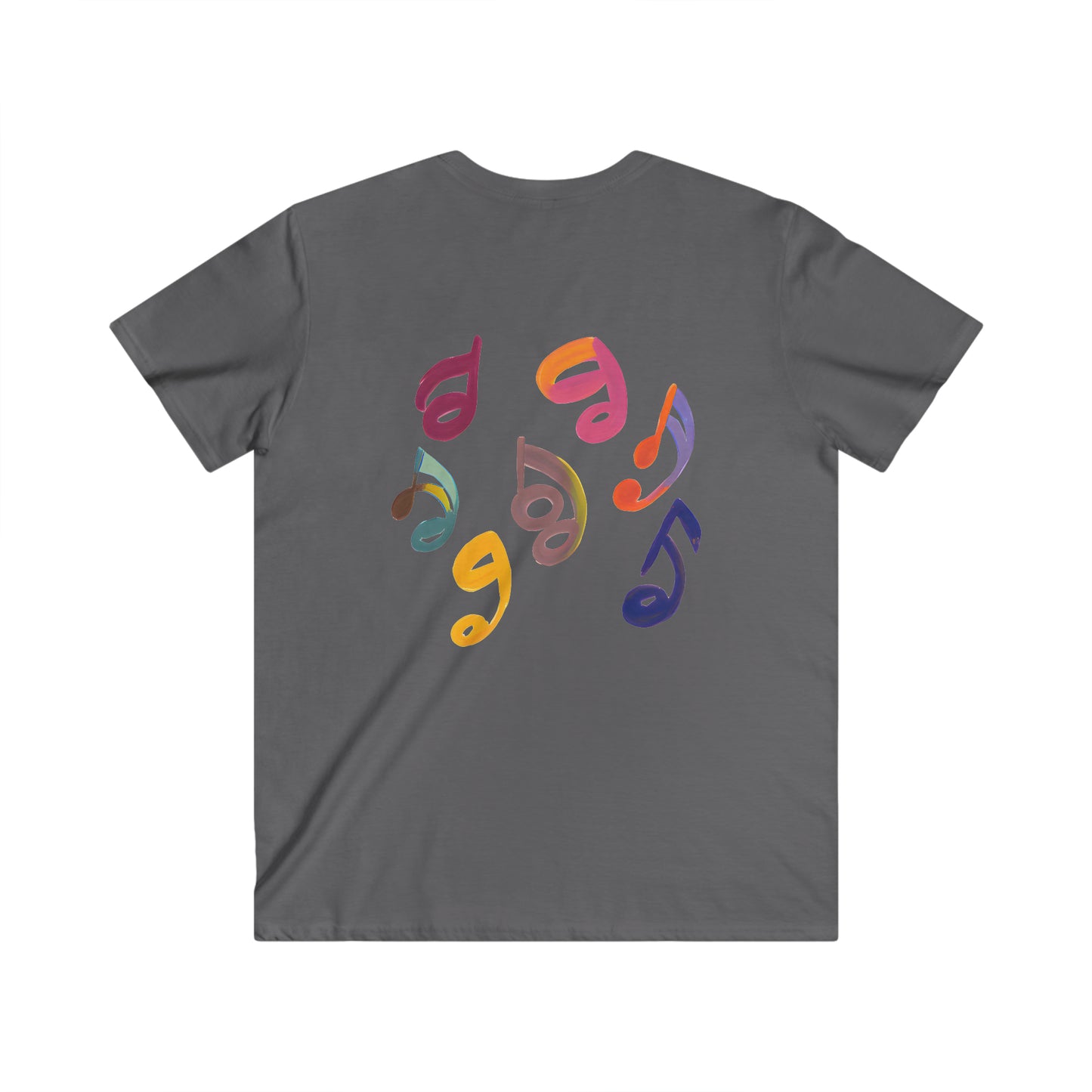 Vibrant Melodies: Men's Inspire V-Neck Tee with Colorful Notes