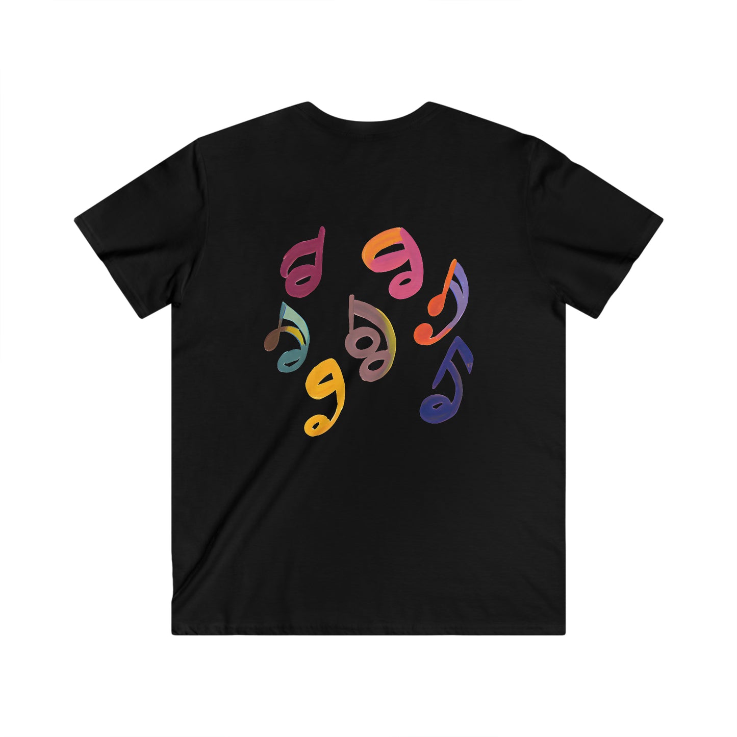 Vibrant Melodies: Men's Inspire V-Neck Tee with Colorful Notes