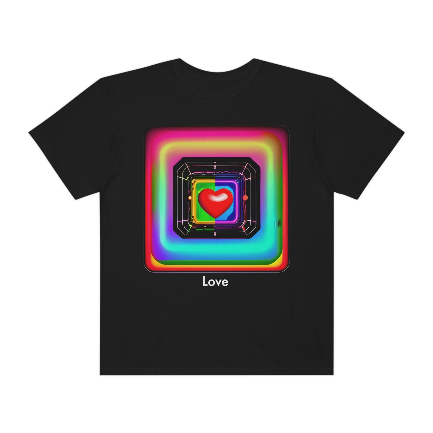 Psychedelic Love: Unisex Abstract Techno Heart T-Shirt