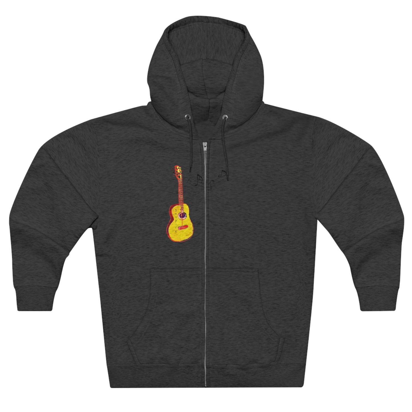 Notes of Inspiration: Unisex Guitar Watercolor Full Zip Hoodie