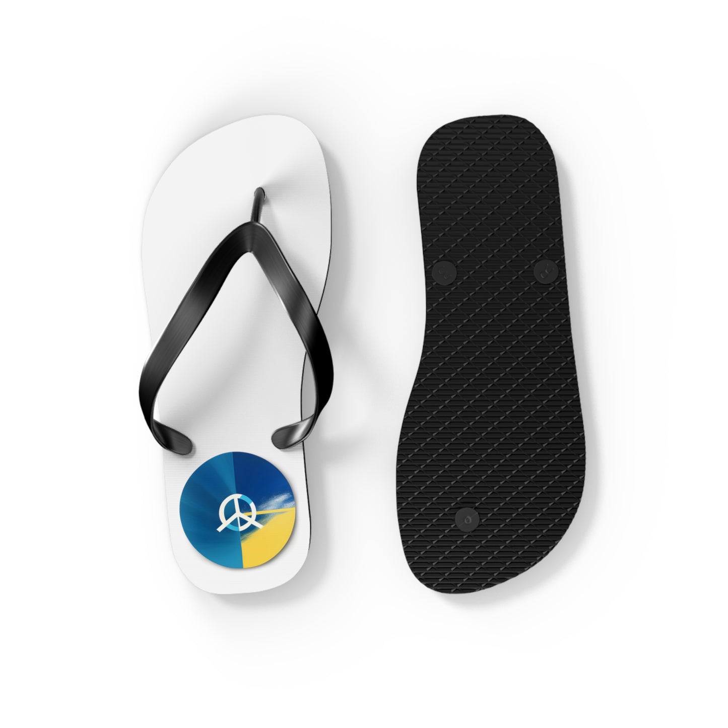 Peaceful Stride: AI Designed Peace Sign Flip Flops