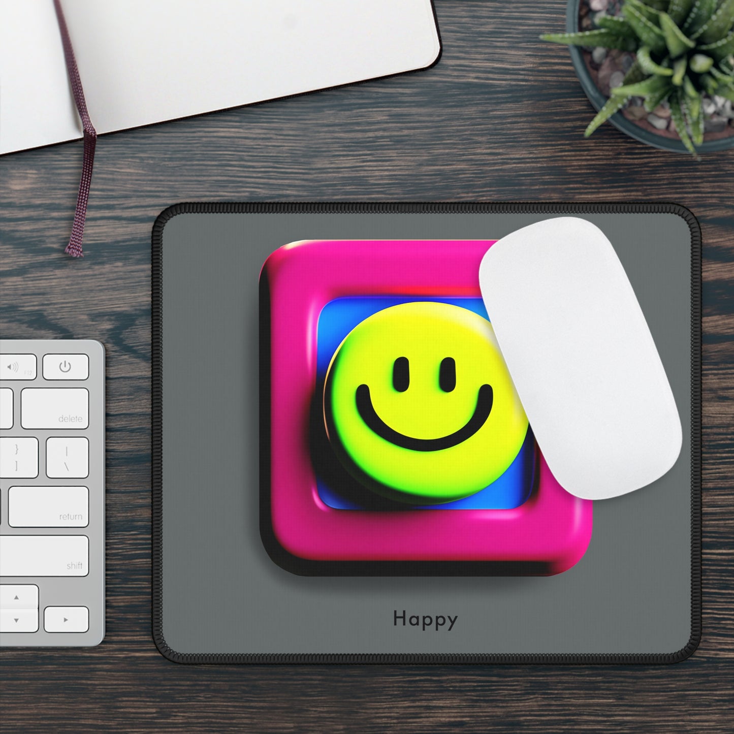 Add a Splash of Joy to Your Gaming Setup with our AI-Designed Happy Mouse Pad