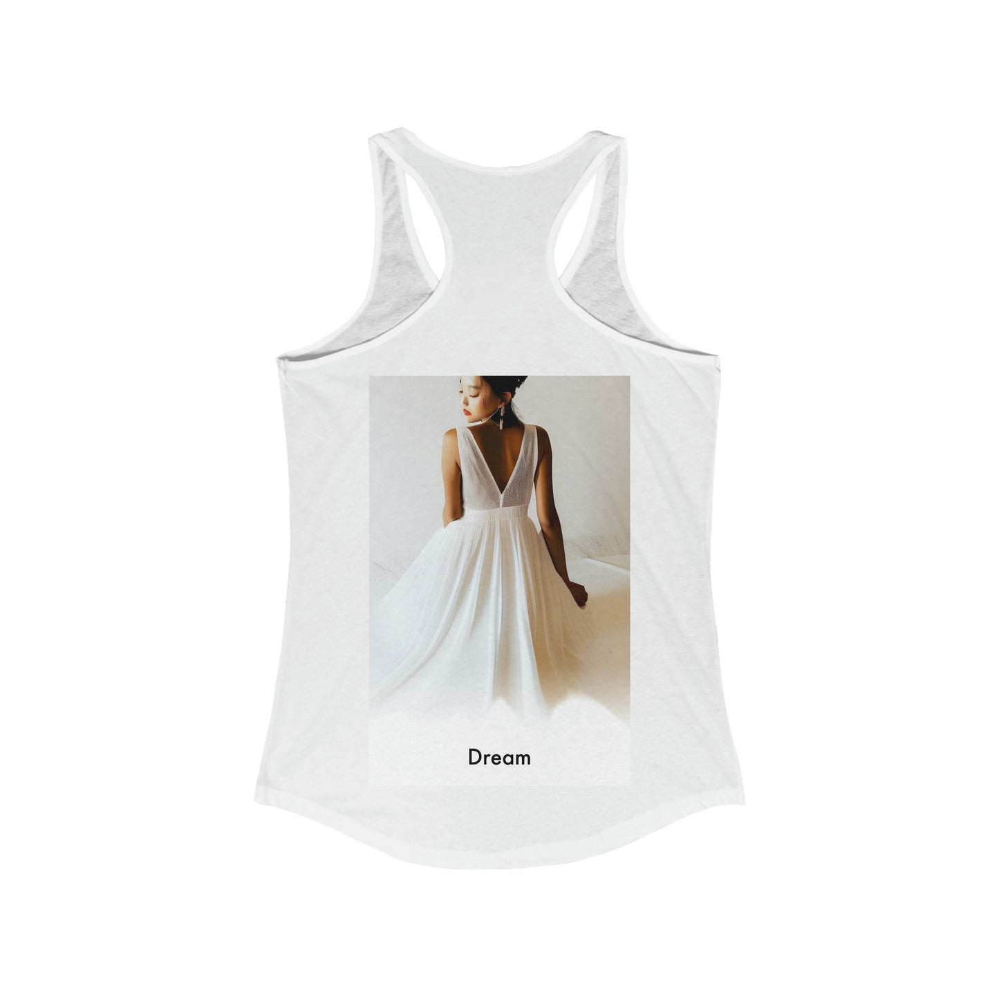 Dreamlike Whispers: Women's Ideal Racerback Tank with AI-Enhanced Wedding Dream