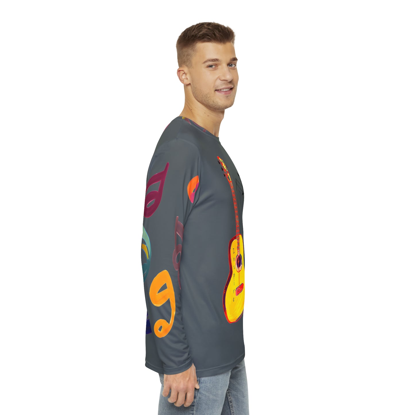 Artistic Harmony: Inspire Guitar Watercolor All Over Print Long Sleeve Shirt