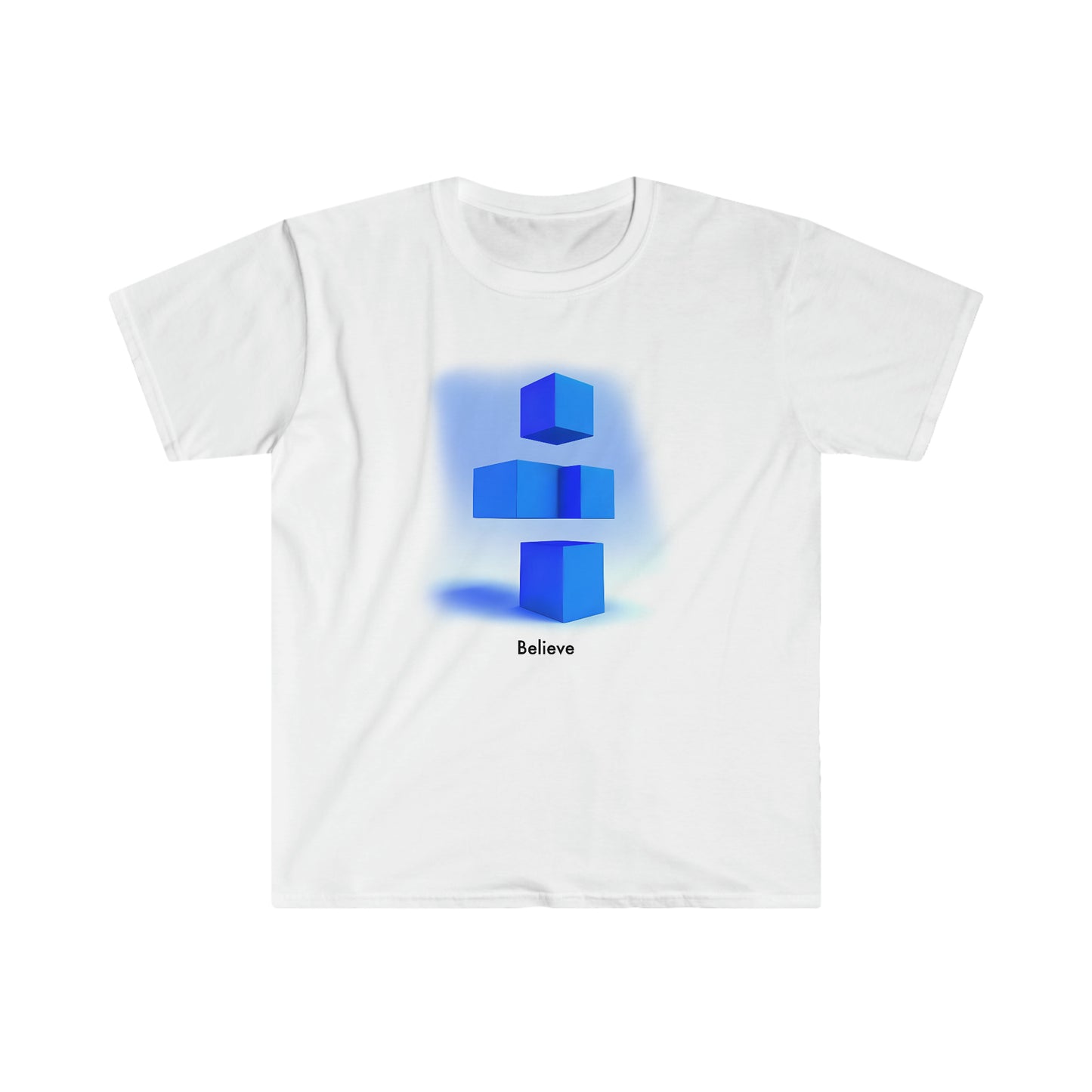 Believe in Blue: Abstract 3D Blocks Unisex T-Shirt