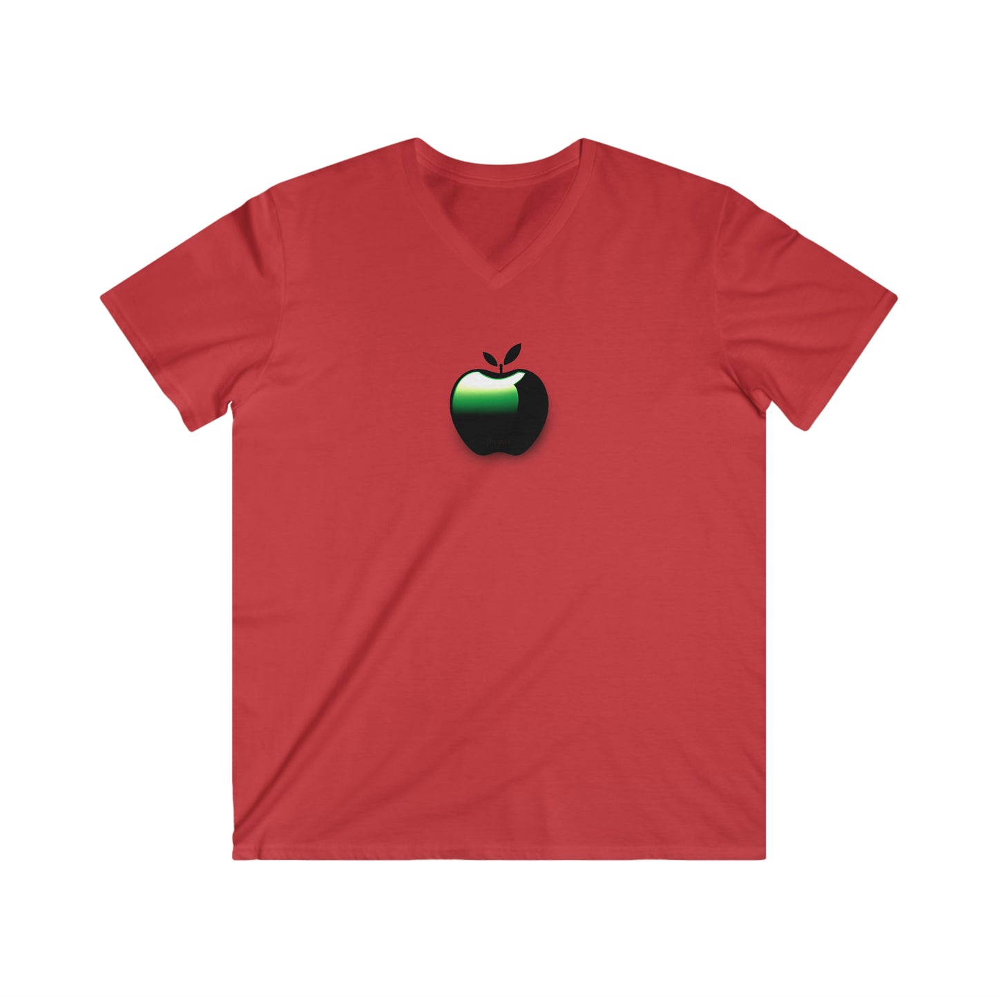 Men's Fitted V-Neck Tee - Inspire Collection: Metallic Apple Elegance