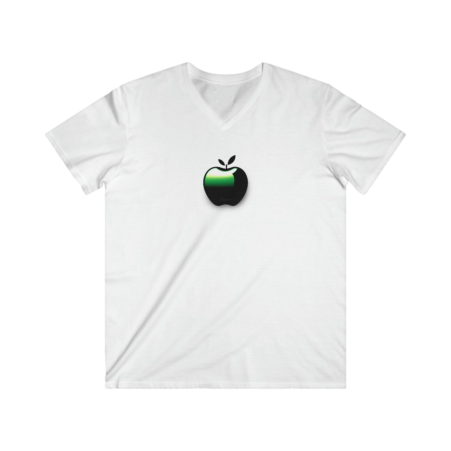 Men's Fitted V-Neck Tee - Inspire Collection: Metallic Apple Elegance