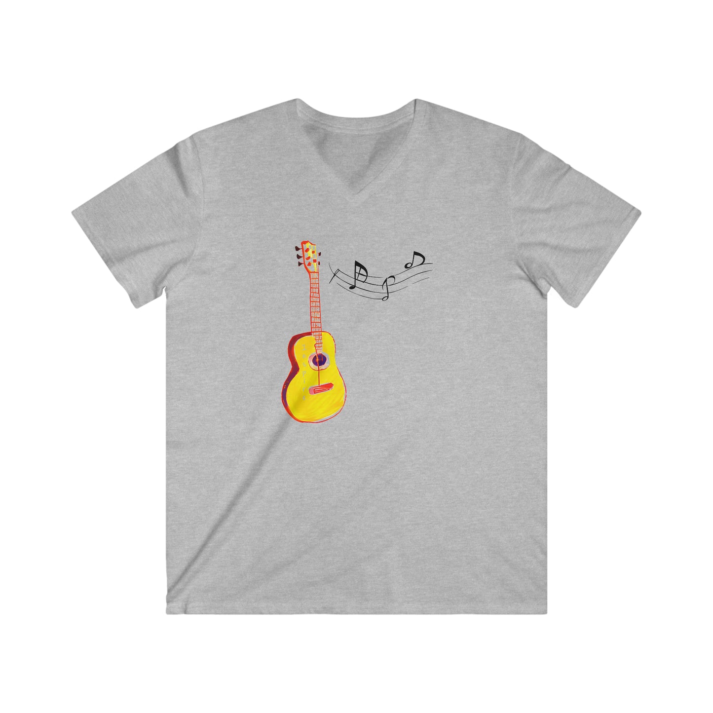 Vibrant Melodies: Men's Inspire V-Neck Tee with Colorful Notes
