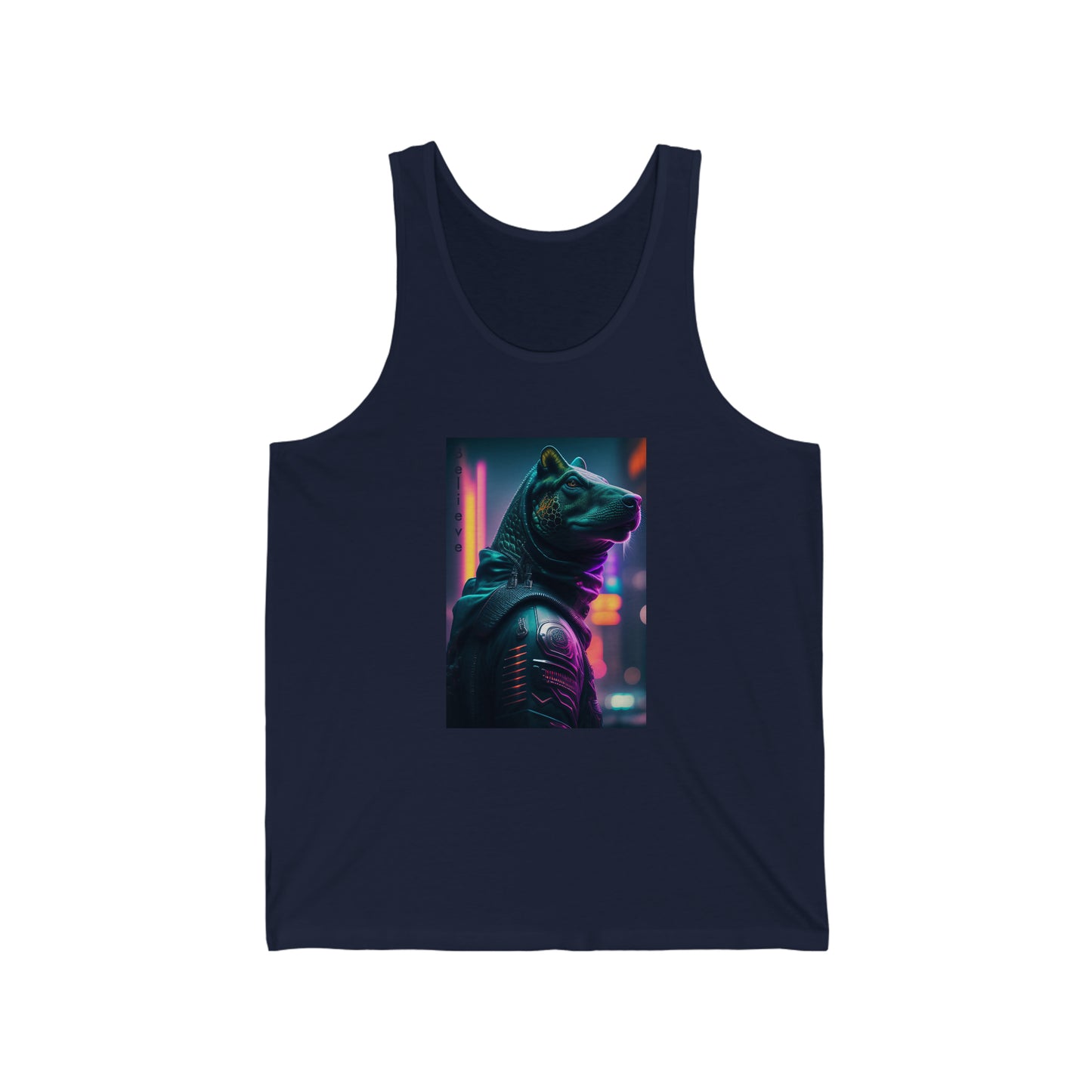 Wear Your Belief: Unisex 'Believe' Jersey Tank Designed by AI