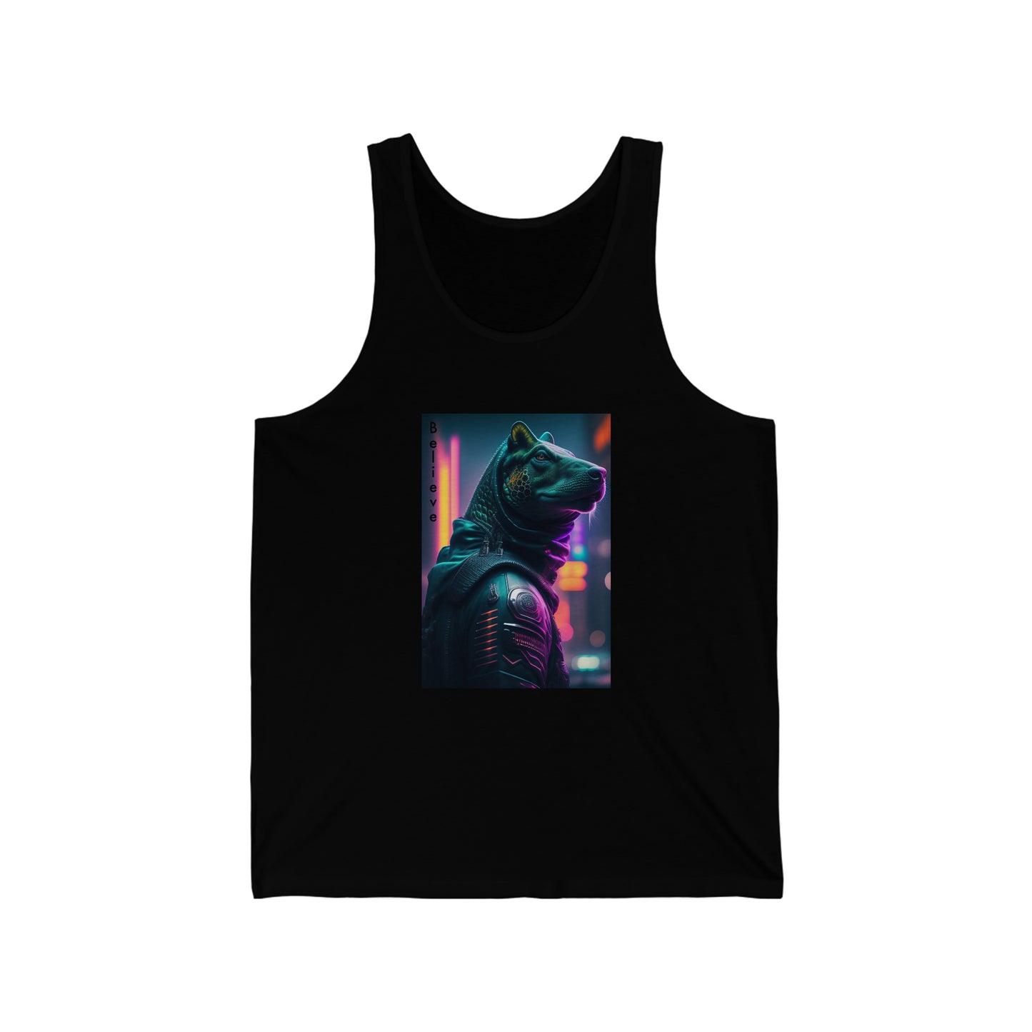 Wear Your Belief: Unisex 'Believe' Jersey Tank Designed by AI