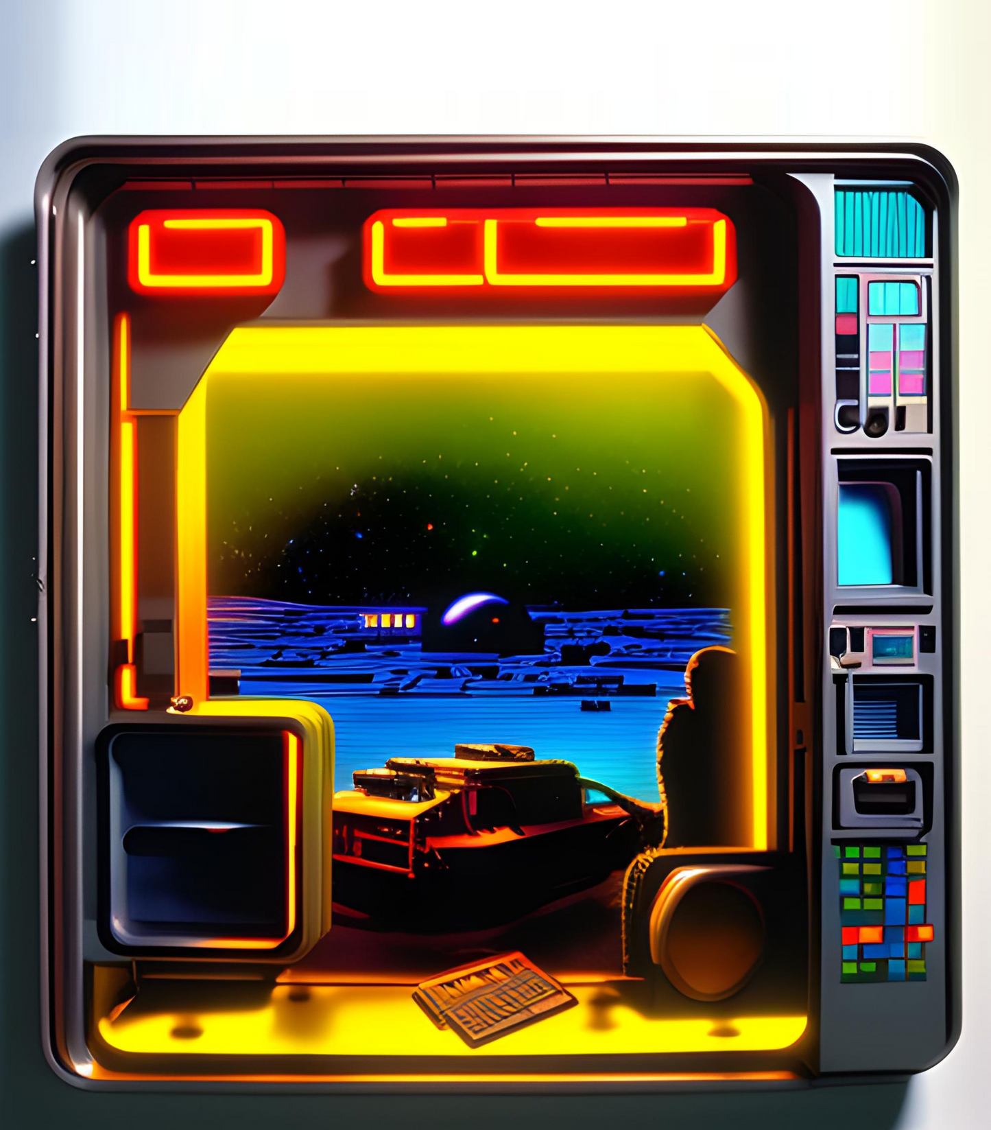 Cosmic Dreams Unleashed: AI-Generated Techno-Space Landscape