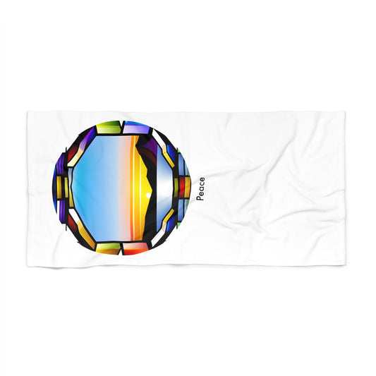 Relax in Tranquility: Abstract Sunset Stained Glass Beach Towel