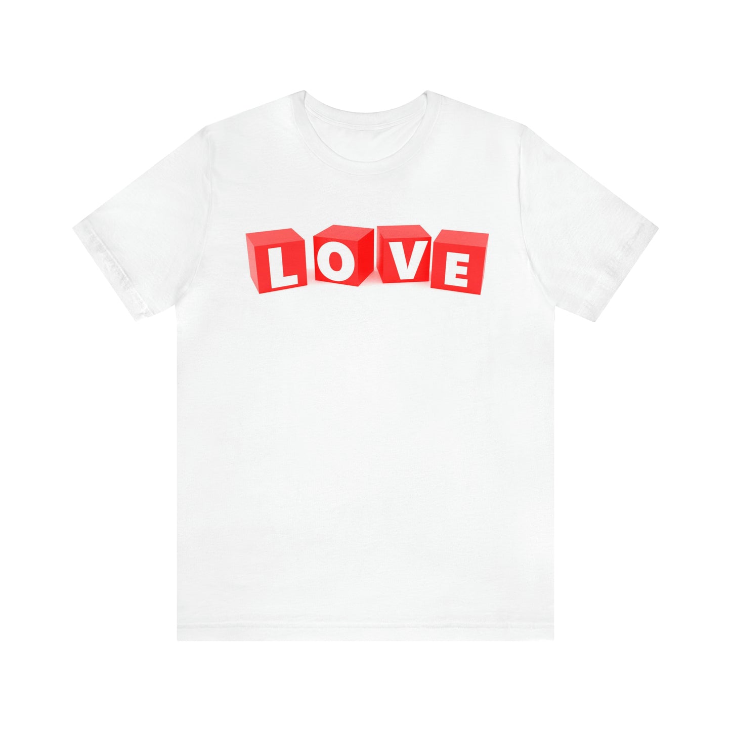 Love Blocks: AI-Generated Playful Cube Letters Short Sleeve Tee