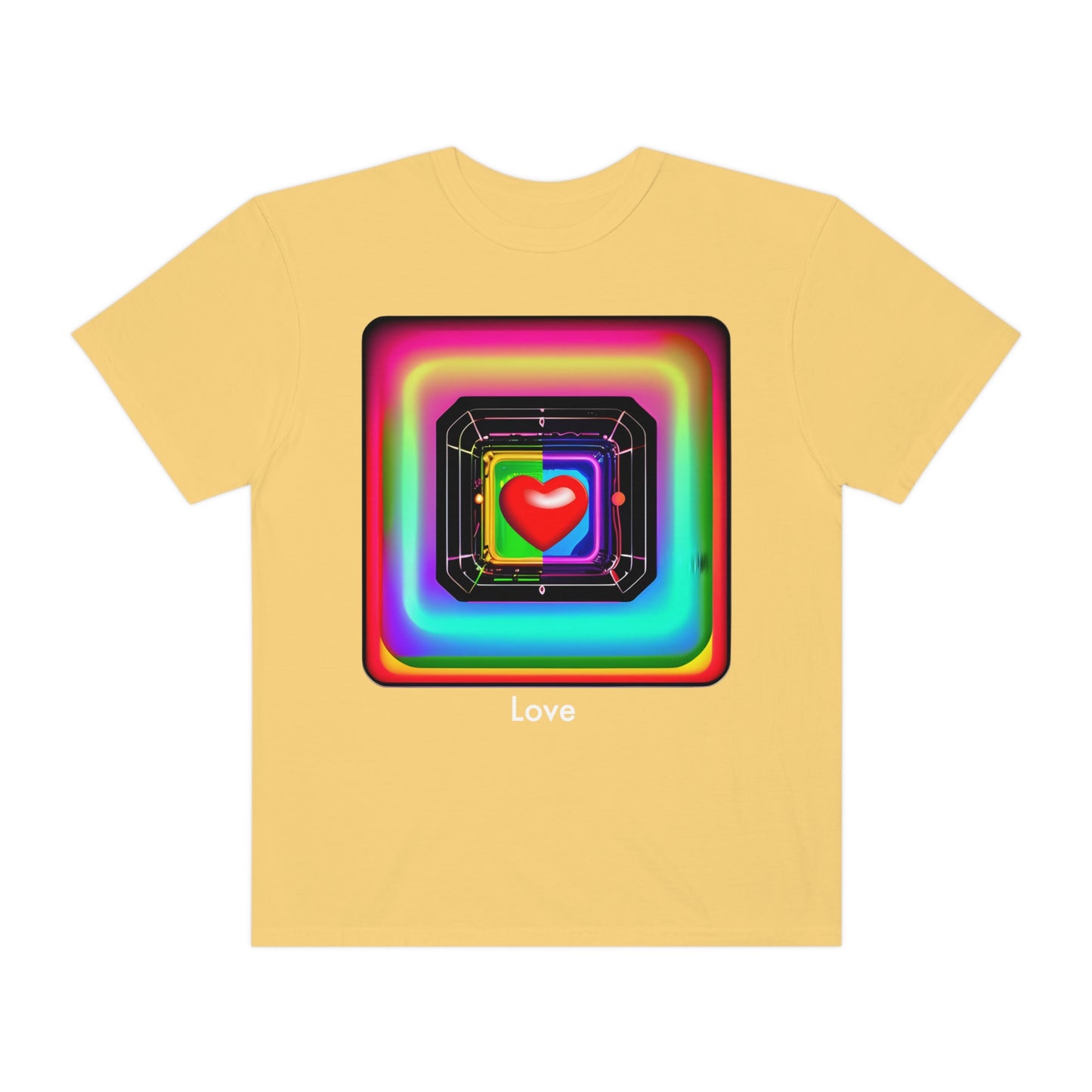 Psychedelic Love: Unisex Abstract Techno Heart T-Shirt