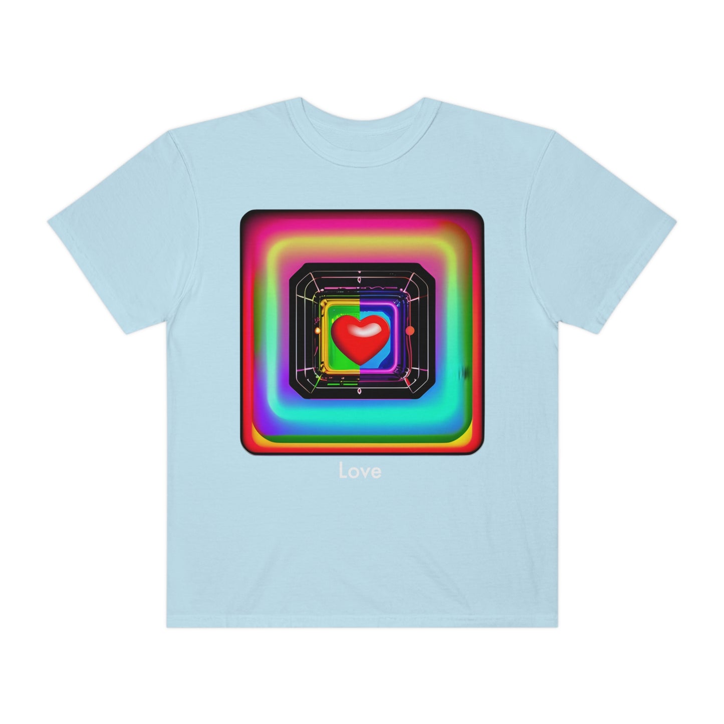 Psychedelic Love: Unisex Abstract Techno Heart T-Shirt