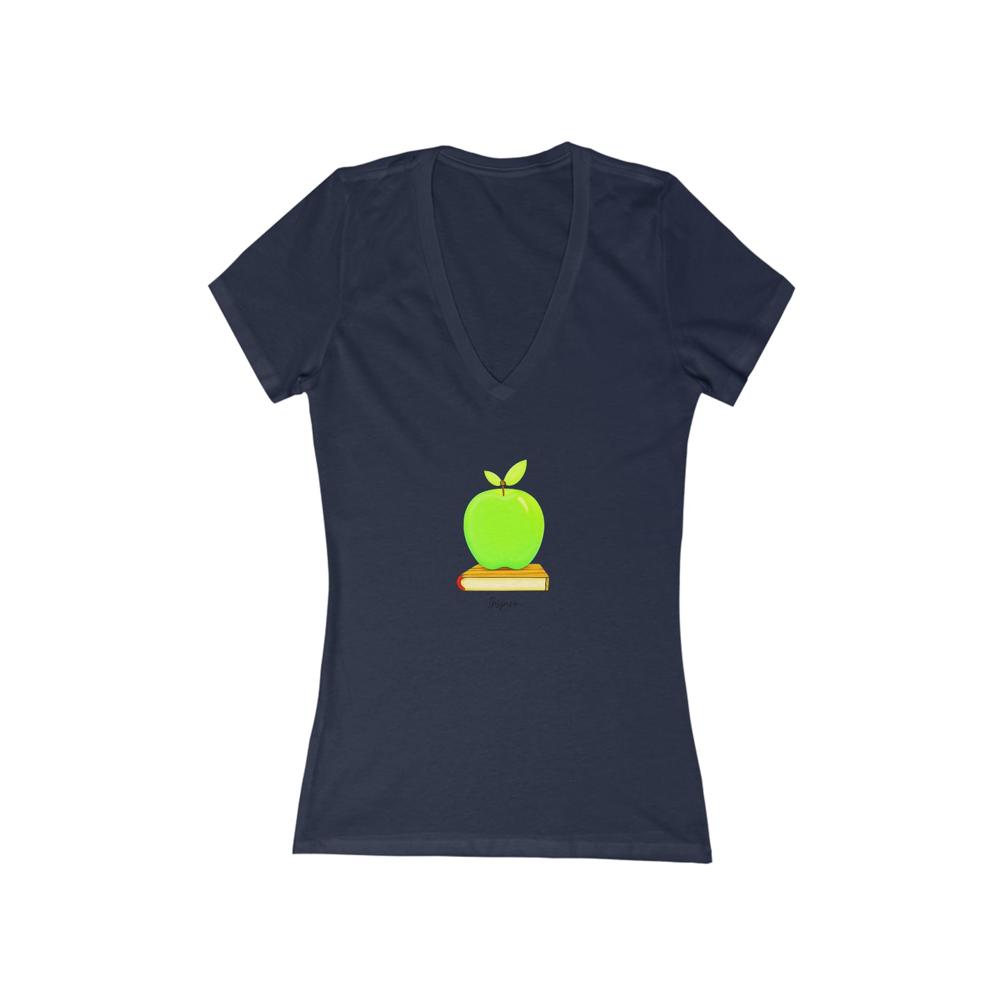 Green Apple Charm V-Neck Tee - Embrace the Power of Inspiration