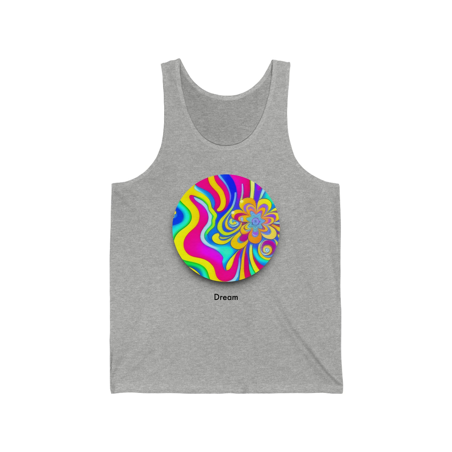 Vibrant Dreamscape: Unisex Jersey Tank with AI-Crafted Psychedelic Artistry