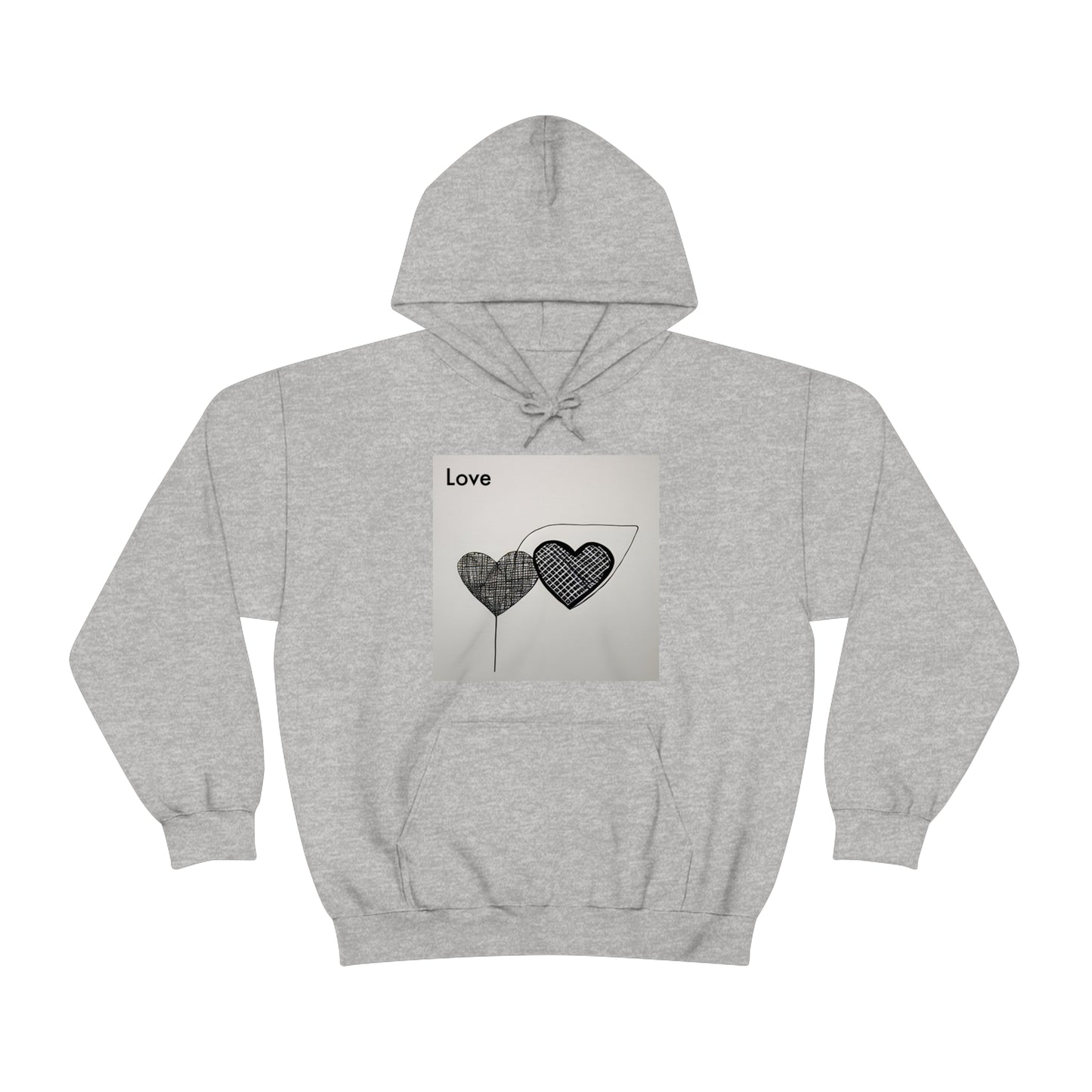 AI Artistry: Minimalist Love Fusion Hooded Sweatshirt