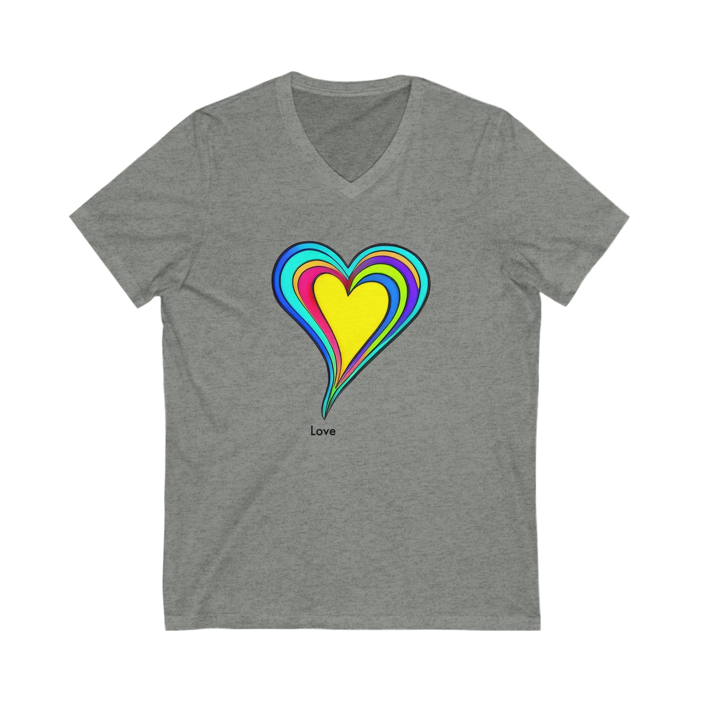 AI-Designed Psychedelic Love: Unisex V-Neck Tee