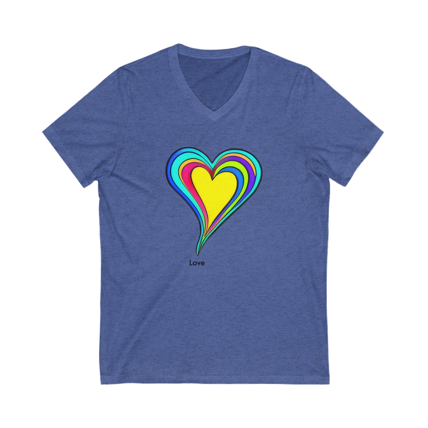 AI-Designed Psychedelic Love: Unisex V-Neck Tee