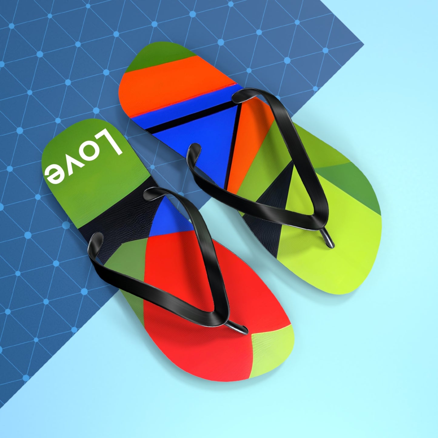 Abstract Love Vibe: AI-Generated Flip Flops