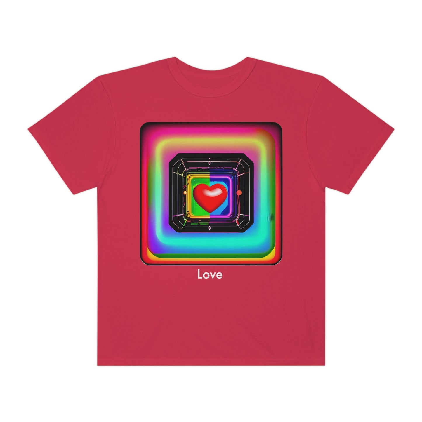 Psychedelic Love: Unisex Abstract Techno Heart T-Shirt