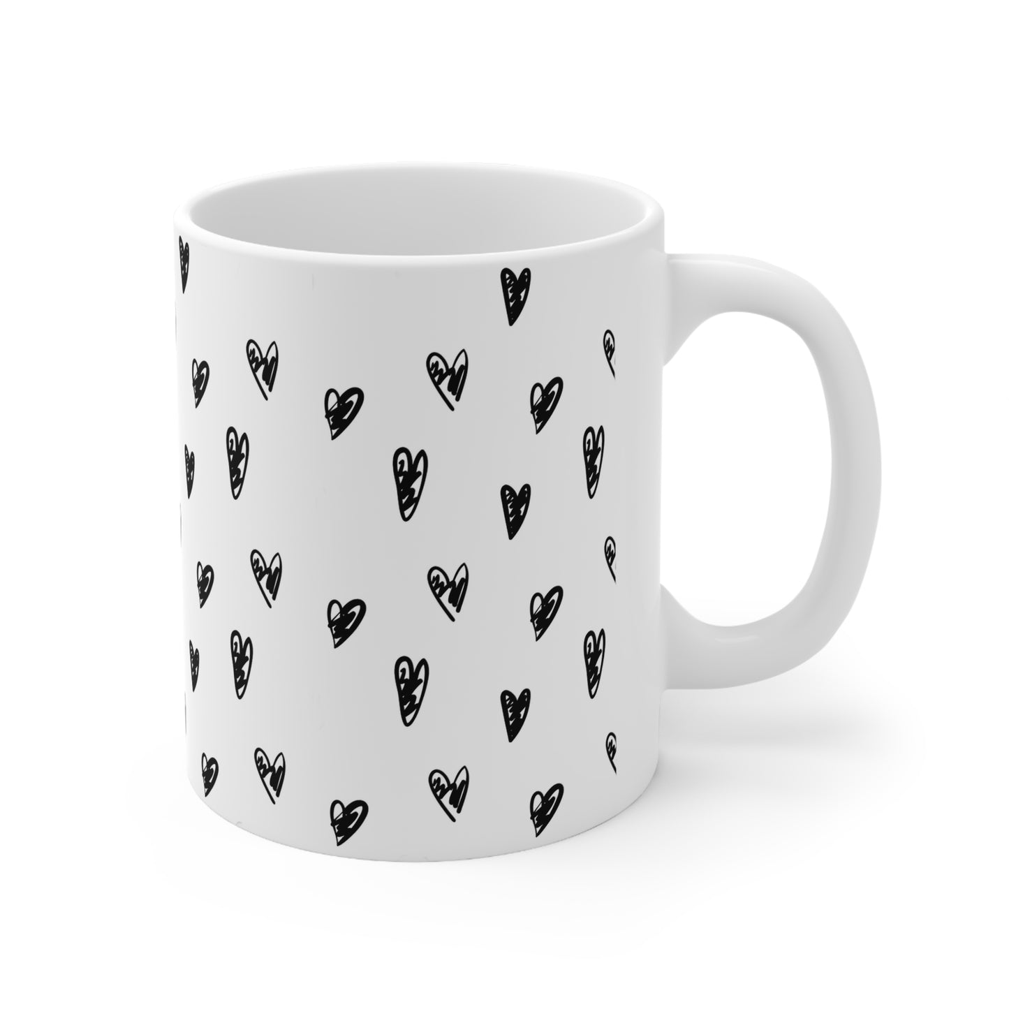 Heartfelt Love: AI-Generated Hand-Drawn Hearts Ceramic Mug