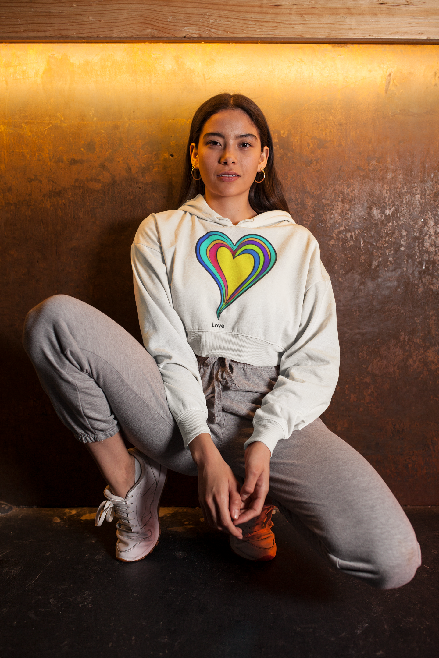AI-Infused Psychedelic Love: Crop Hoodie