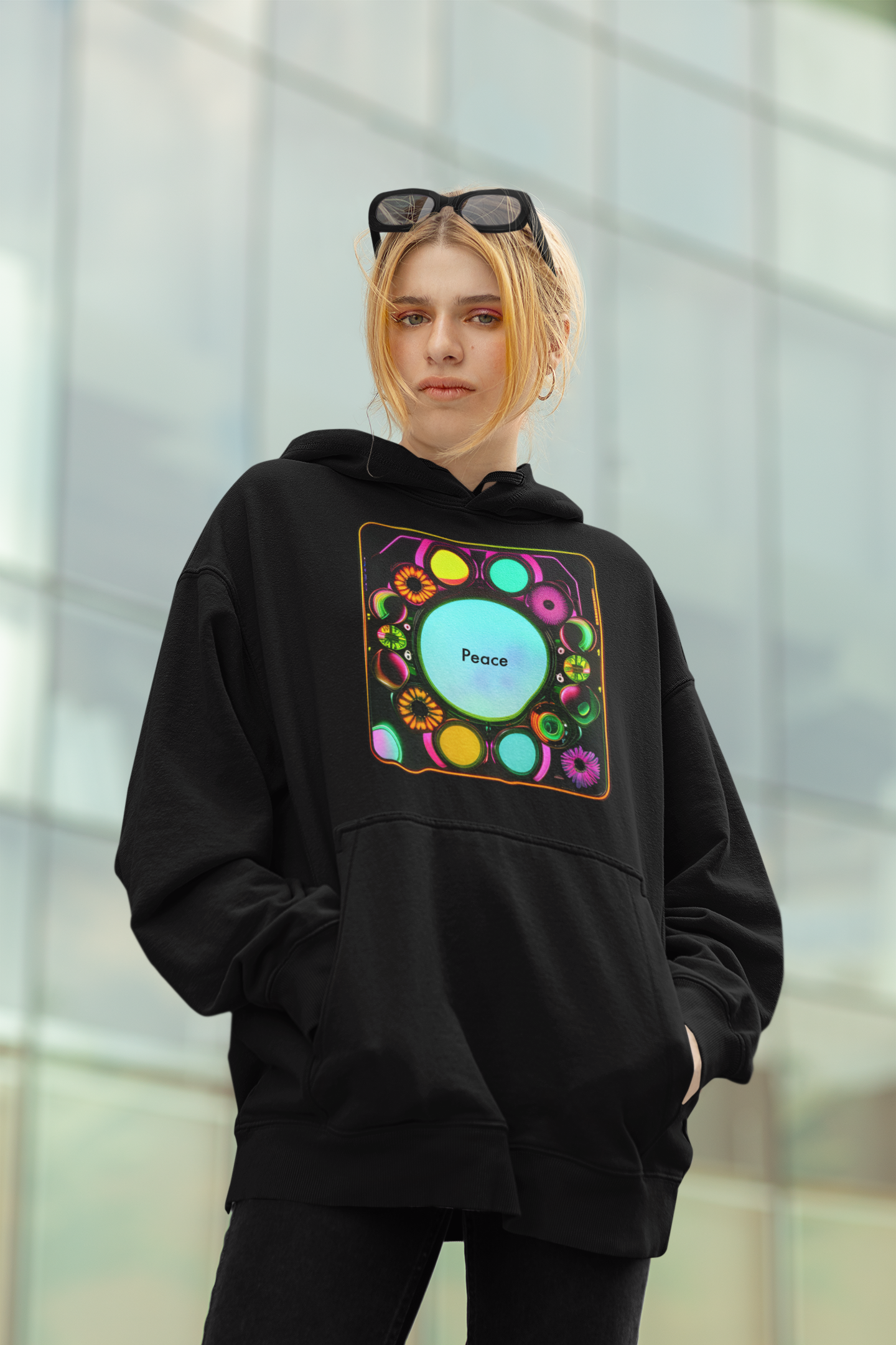 Colorful Harmony: Psychedelic Floral Peace Sweatshirt