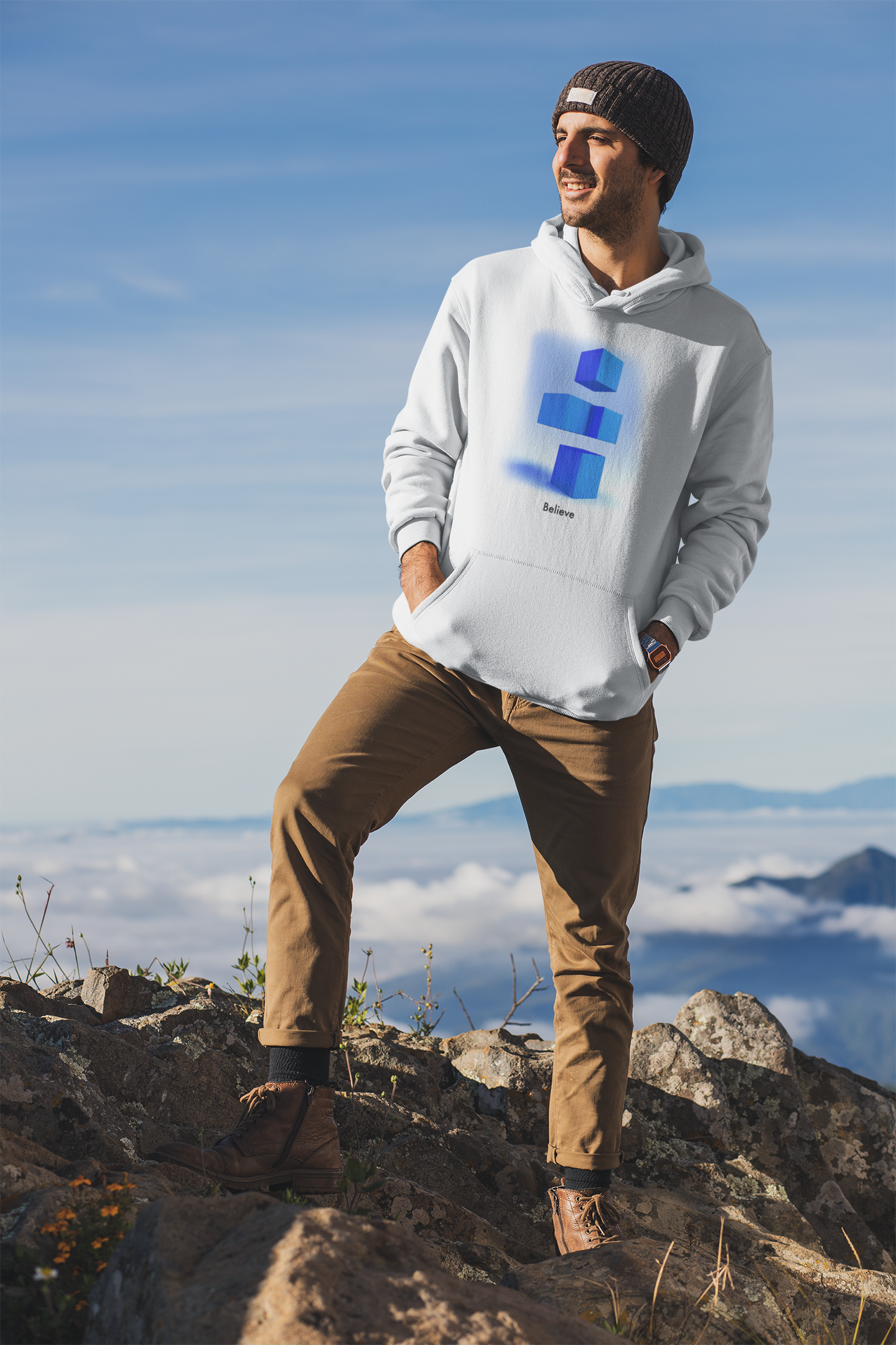The Art of Belief: Abstract 3D Blocks Unisex Hooded Sweatshirt