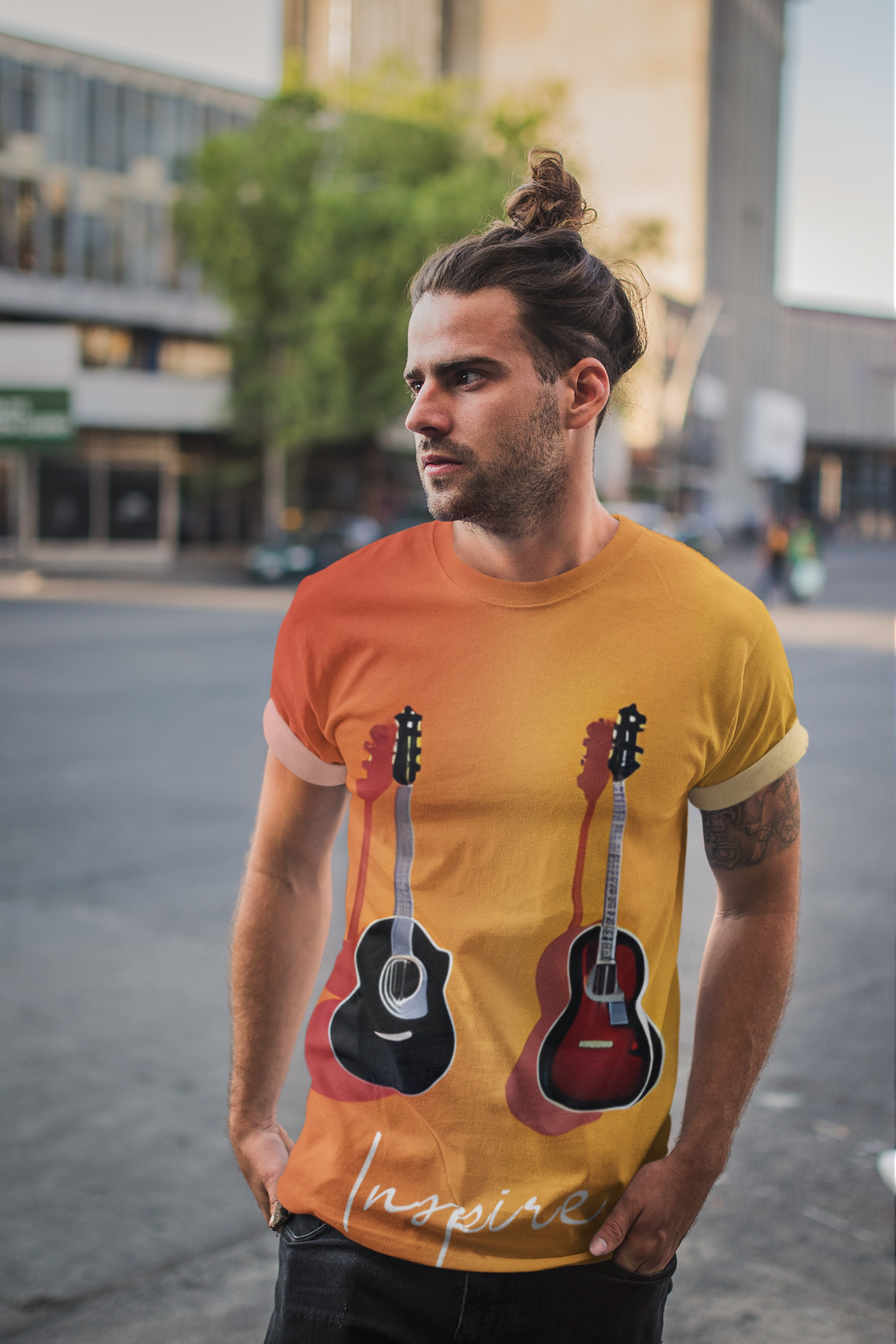 Gradient Grooves: Guitar Ensemble Inspire Sports Jersey