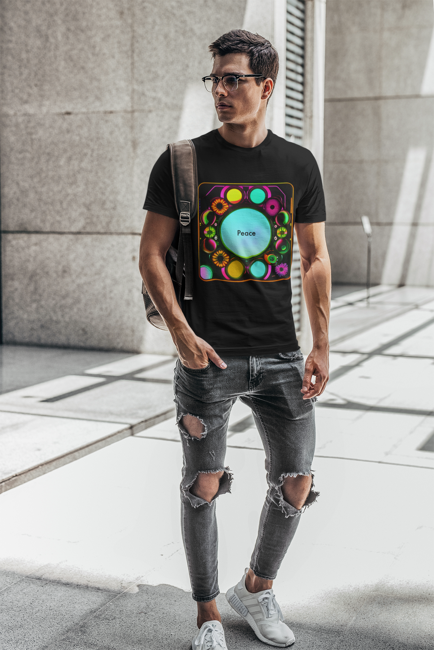 Psychedelic Harmony: Abstract Floral Peace T-Shirt