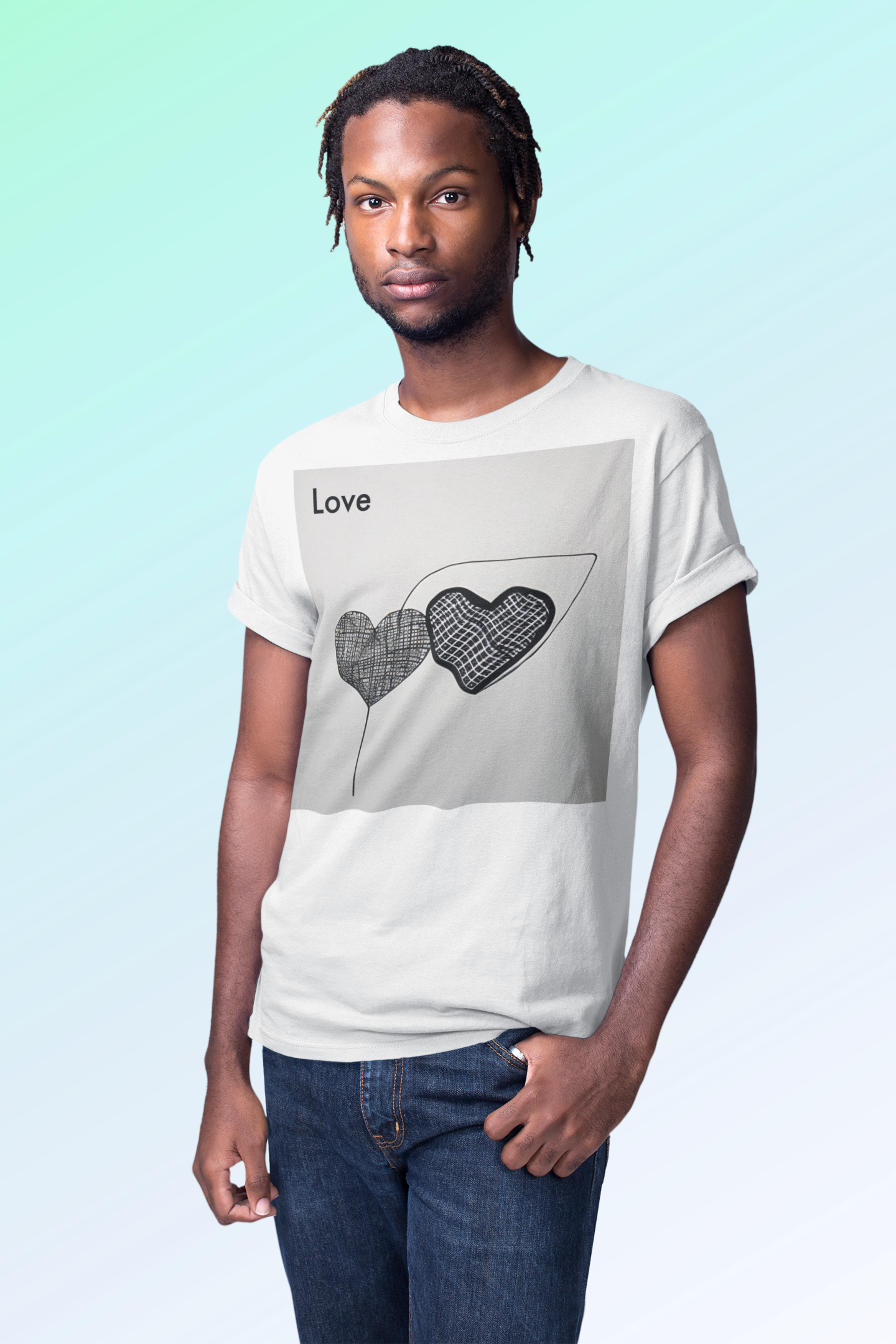 Elegant Love Connection: AI-Rendered Hearts T-Shirt