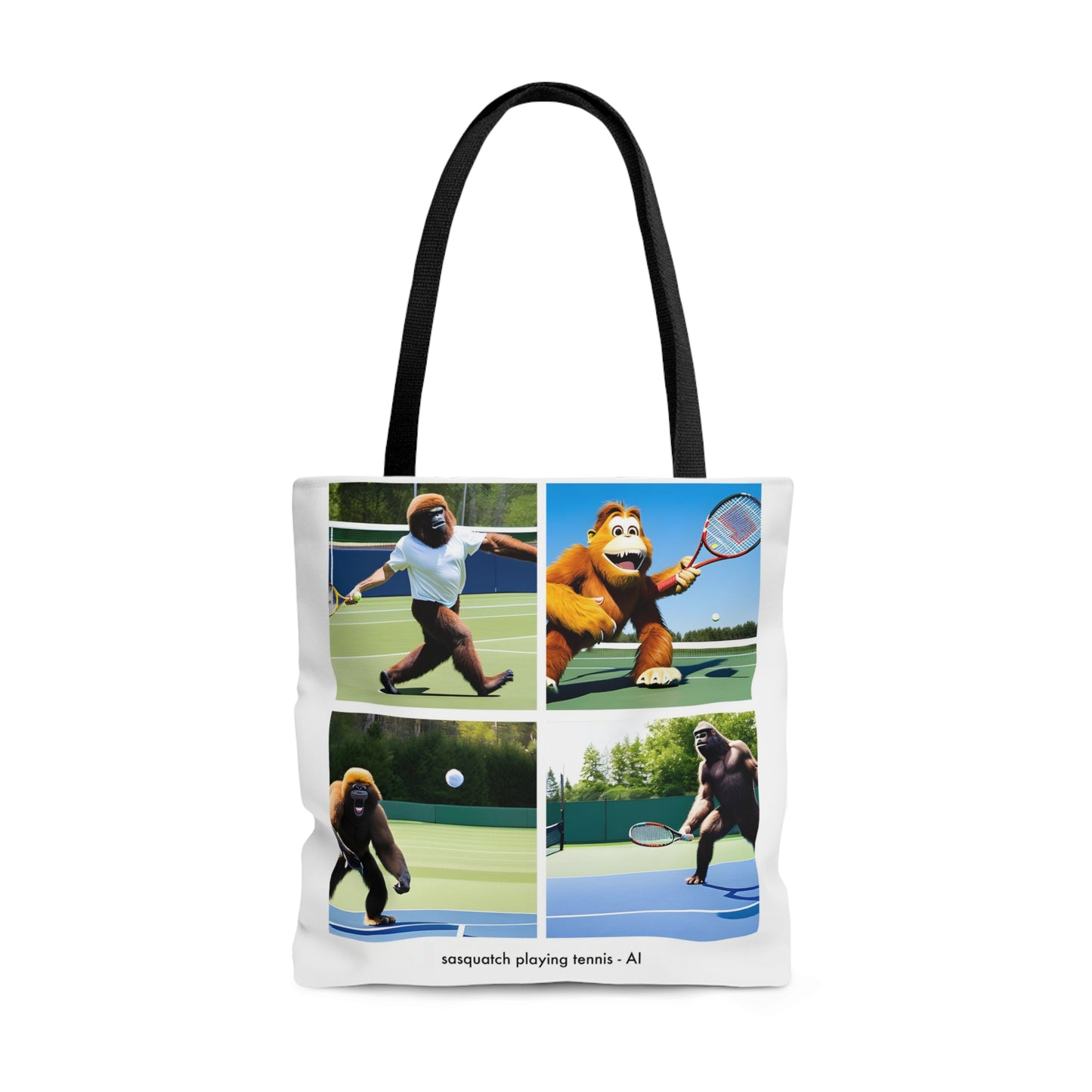 Tote Bag - sasquatch playing tennis - AI