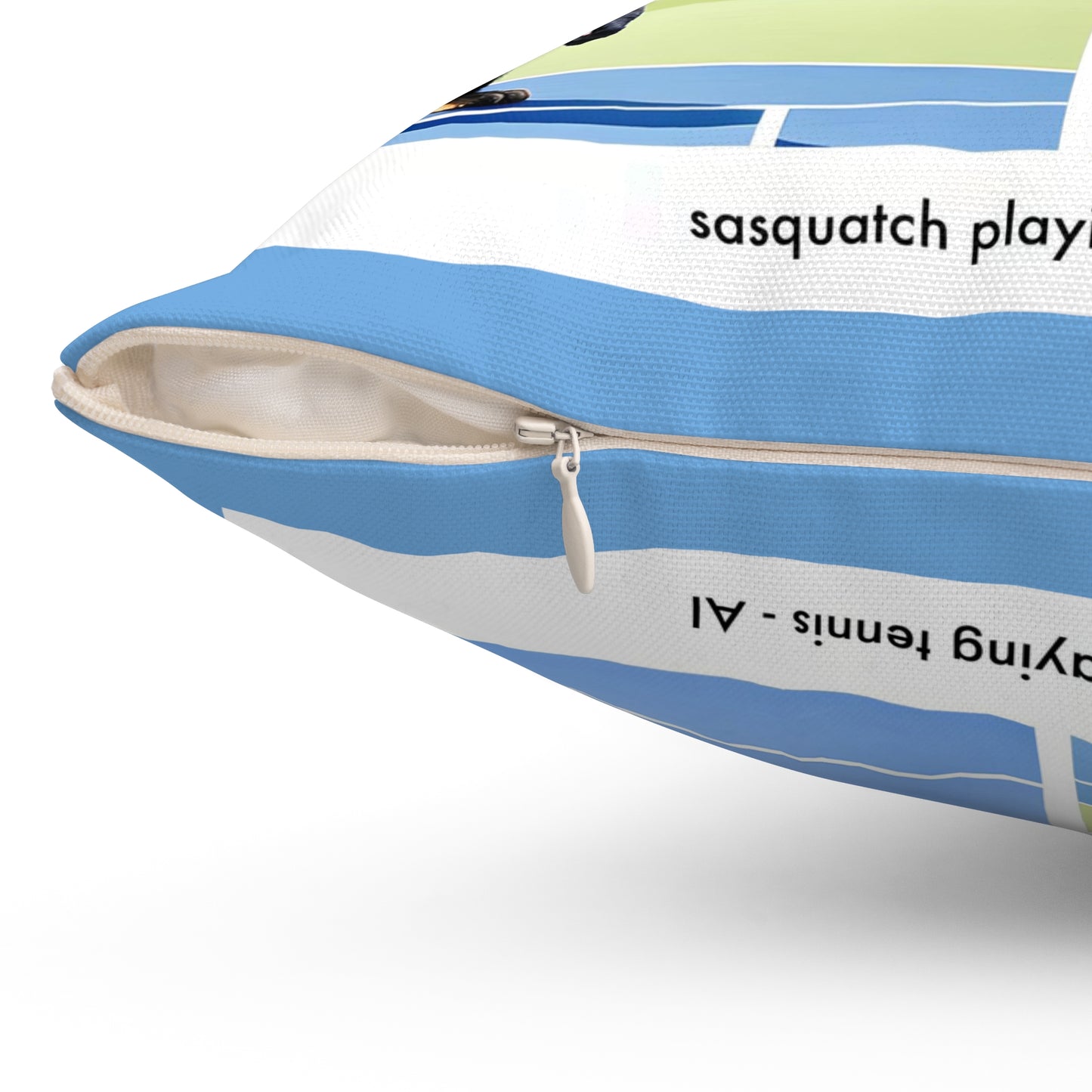 Square Pillow - sasquatch playing tennis - AI