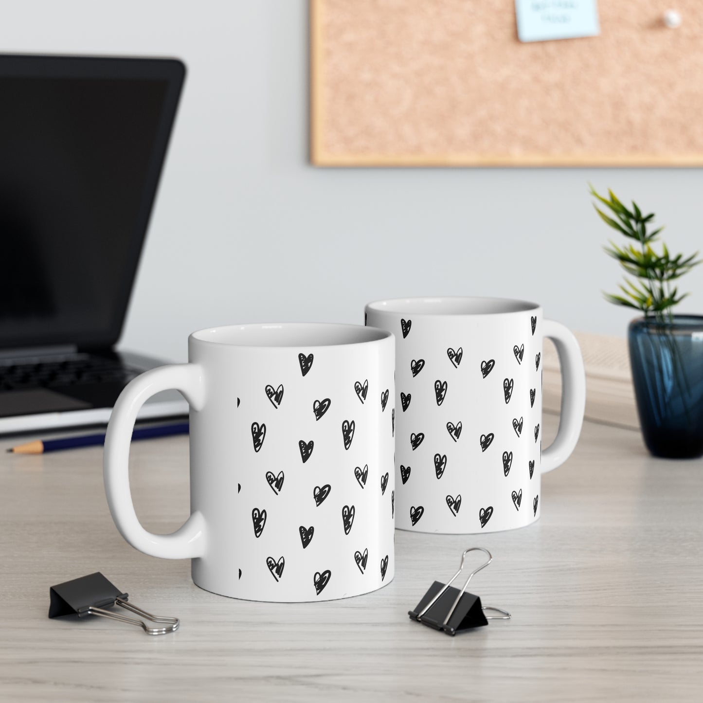 Heartfelt Love: AI-Generated Hand-Drawn Hearts Ceramic Mug