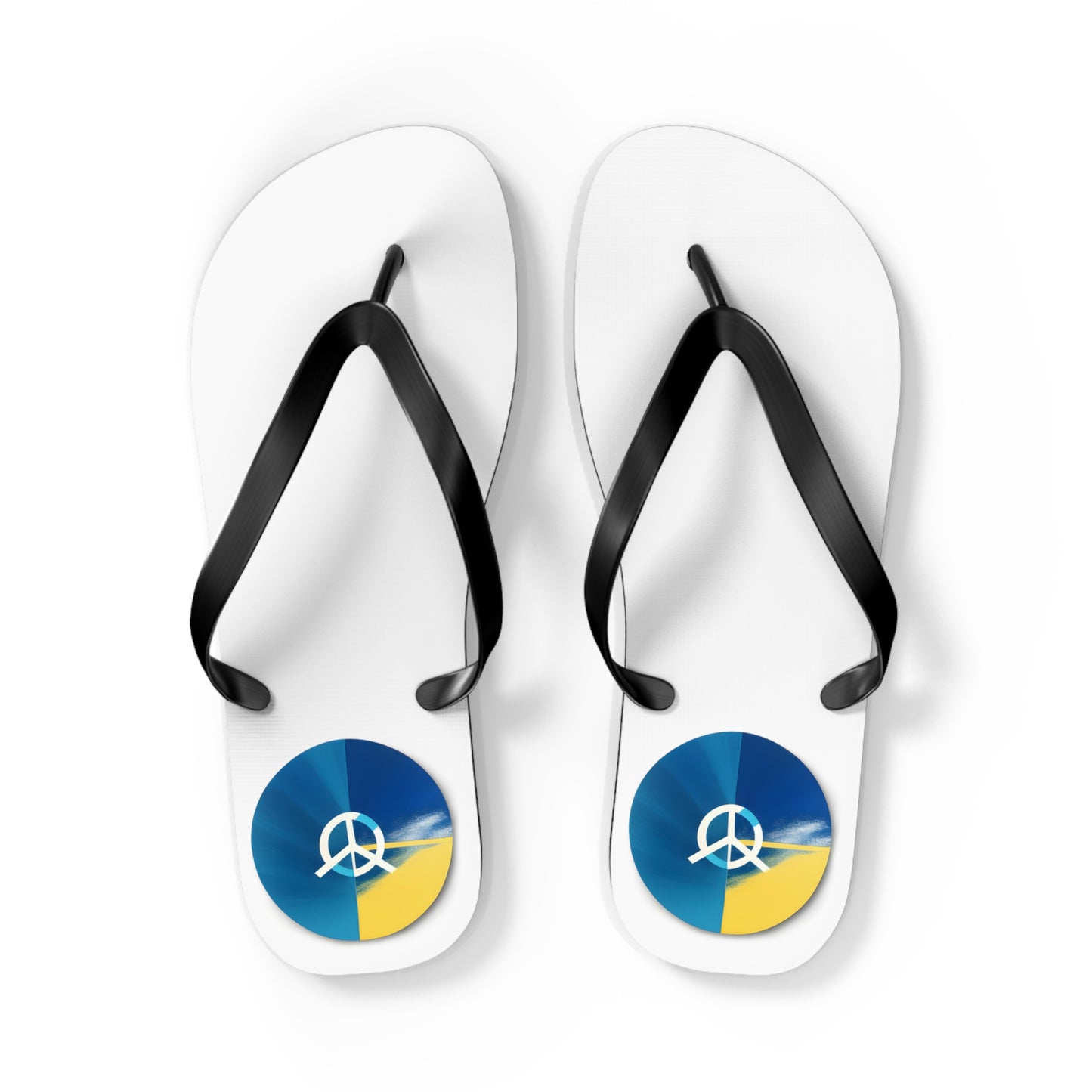 Peaceful Stride: AI Designed Peace Sign Flip Flops