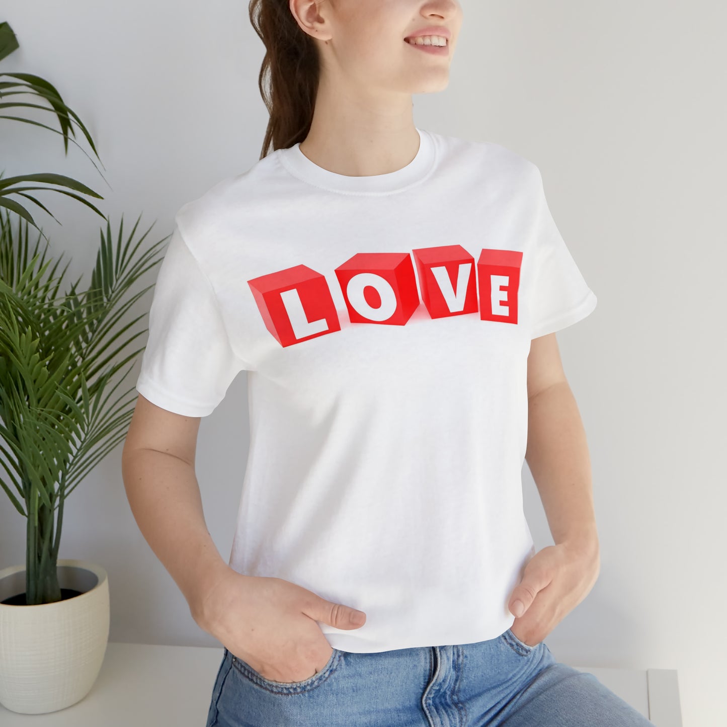 Love Blocks: AI-Generated Playful Cube Letters Short Sleeve Tee